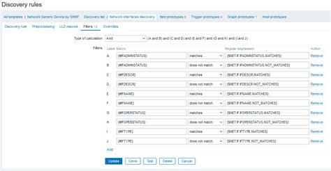 The OIDs to discover are defined in SNMP OID field in the following format: <b>discovery</b> [ {#MACRO1}, oid1, {#MACRO2}, oid2, ,]. . Zabbix discovery macro